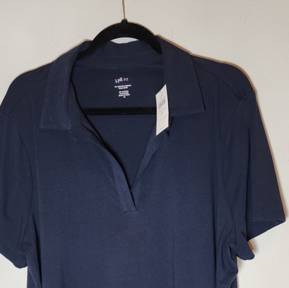 NWT J. Jill Fit Cotton Stretch Navy Blue Polo Short Sleeve Shirt Size 2X - Picture 13 of 13